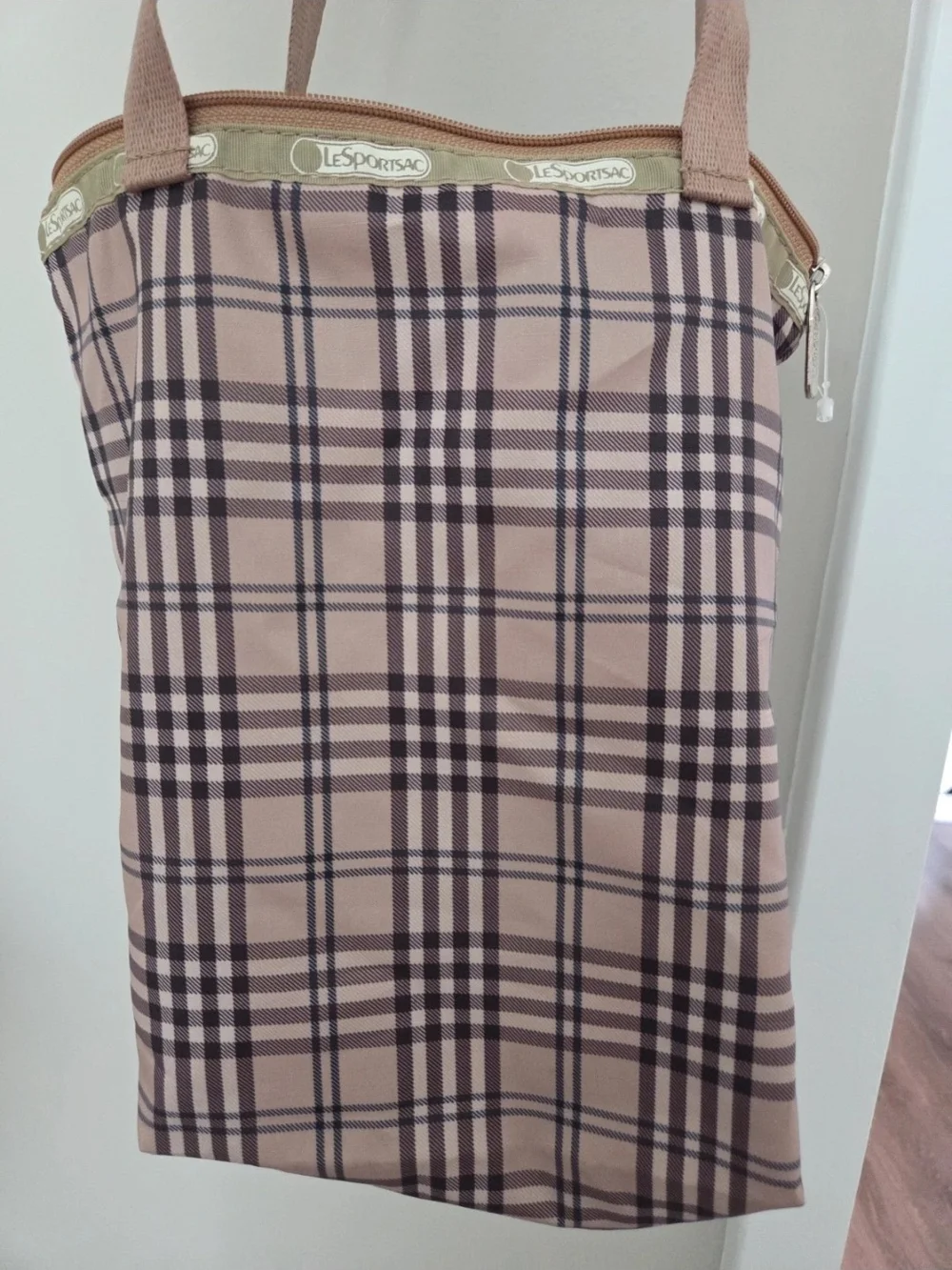 LeSportsac Vintage Plaid Tote Bag with Matching Pouch